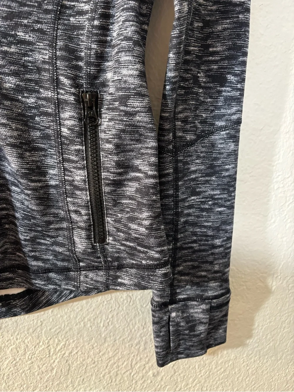 Lululemon Define Jacket Size 4 Black White Space Dye Full Zip Pink Collar